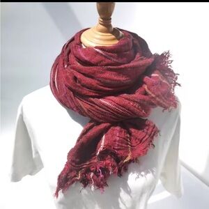 New oversized red striped winter fall scarf wrap